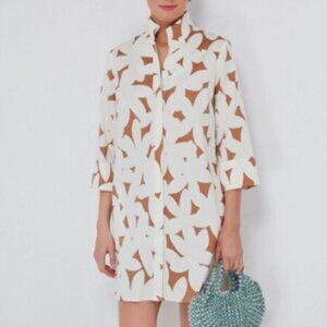 TUCKERNUCK Charlie Shirt Dress Honey Petal Tan White Sz XXL {3D45}